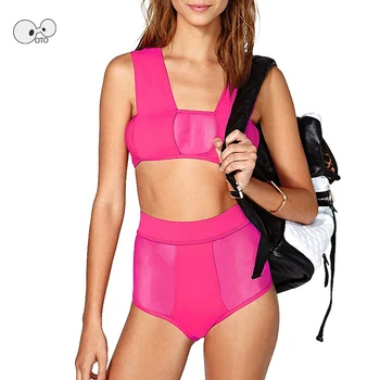 

2020 NEW Sexy Transparent Mesh Patchwork Swimsuit Women High Waist Swimwear Female Hollow Out Bikini Set Beachwear Bathing Suit