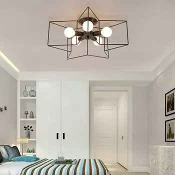 

Retro E27 American Style Black Led Ceiling Chandelier Light Lusters Lamp for Loft Kitchen Living Room Bedroom Hallway Corridor