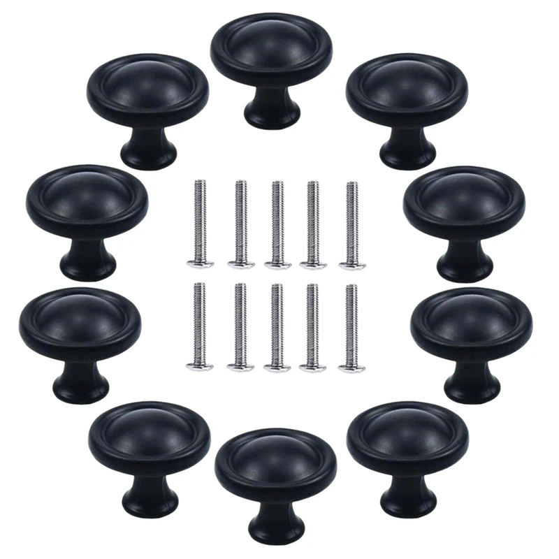 

Black Kitchen Cabinet Knobs - Round Ring Drawer Handles - 10 Pack of Kitchen Cabinet Hardware