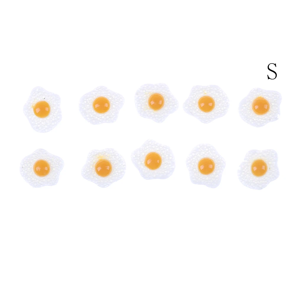 Doll House Toys 10PCS S L Diy Resin Fried Egg 1:12 White Egg Flatback Cabochons Dollhouse Miniature Food DIY Scrapbooking