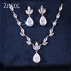 ZAKOL Classic Big Pear CZ Stone Necklace/Earring Wedding Set for Women Delicate High Quality Zircon Lady Party Wear Jewelry Hot ► Photo 2/6