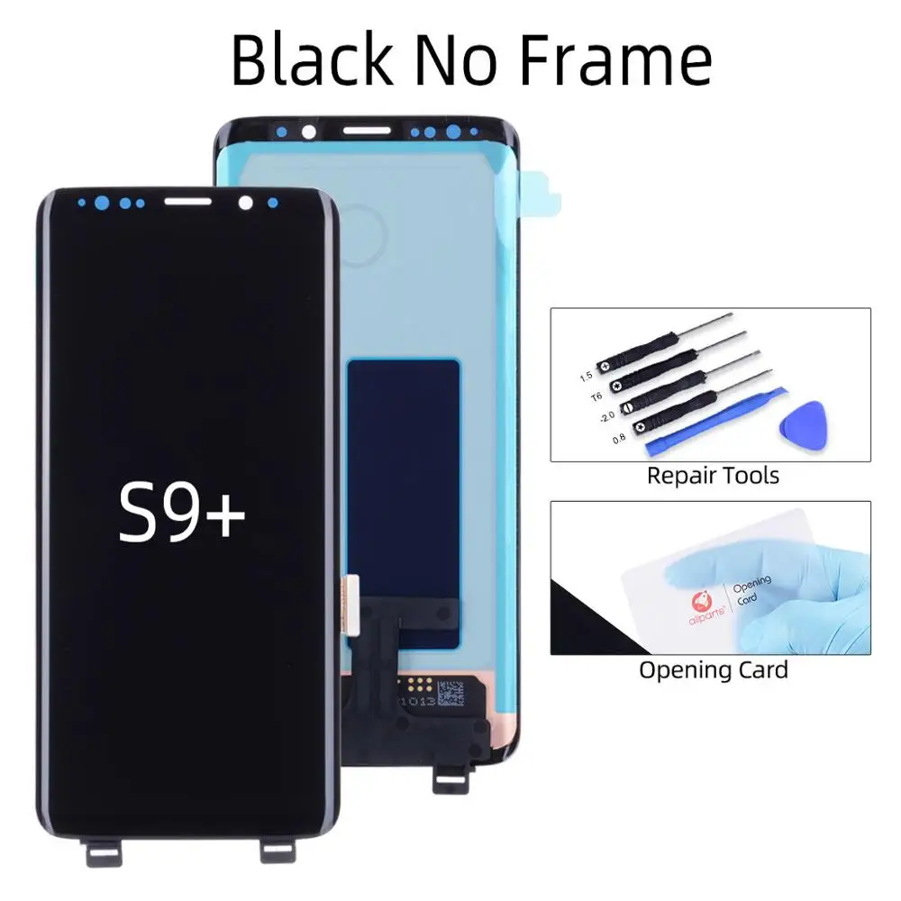 AMOLED Дисплей для SAMSUNG Galaxy S9 LCD G960 G960F S9 Plus LCD G965 G965F экран в сборе с тачскрином на рамке - Цвет: S9 Plus Black