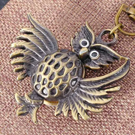 

Creative Cute Mini Fried Hairy Owl Bronze Personality Design Small Quartz Pocket Watch Animal Model Quartz Watch kol saati HB024