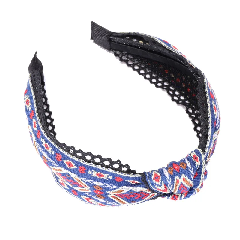 South Korea Dongdaemun Import Celebrity Style High Quality National Wind Embroidered Fabric Hipster Hair Bands Knot Pressure Hea