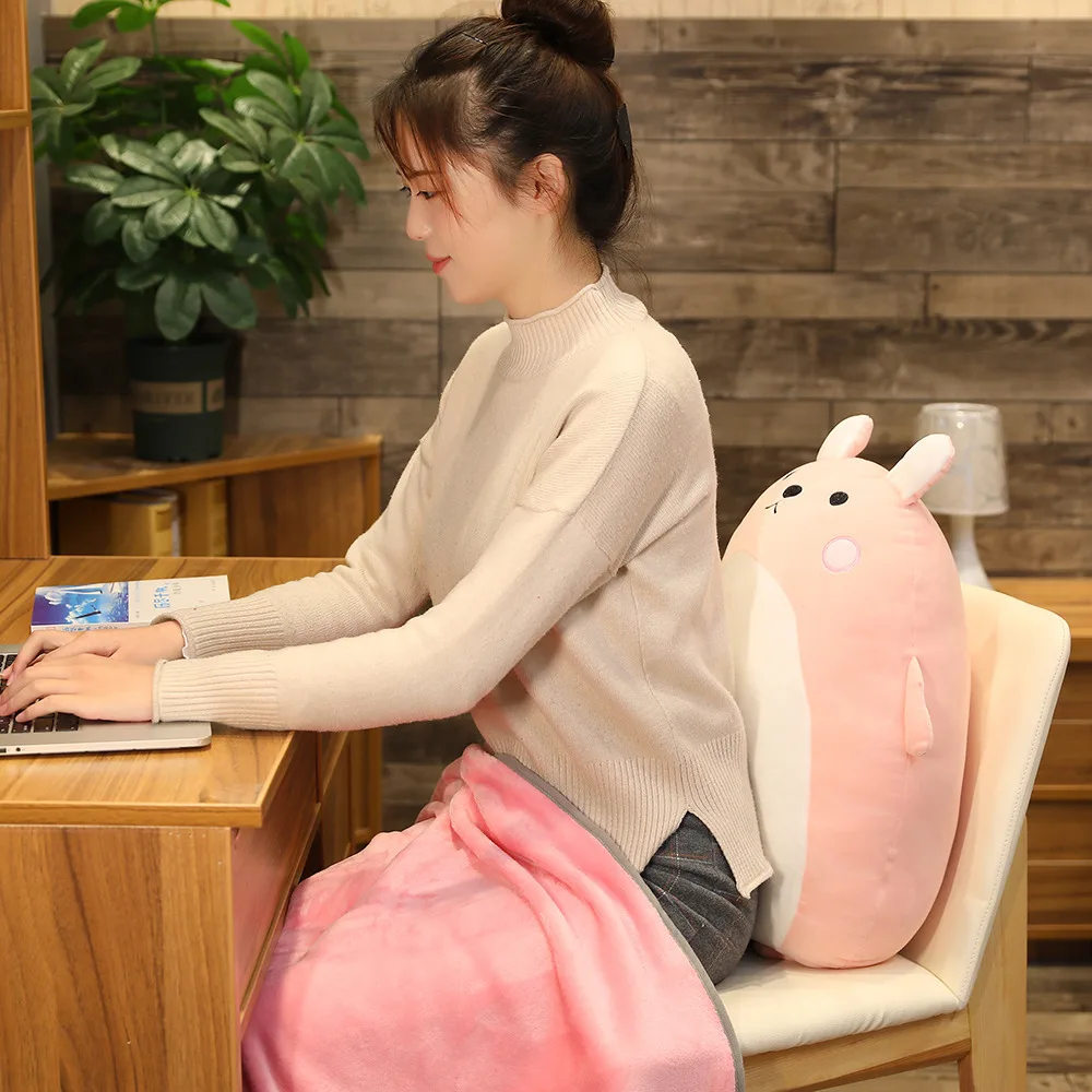 60 см Kawaii мышь медведь панда Лягушка Кролик плюшевые животные мягкая игрушка с одеялом Подушка Дети Девочка День рождения Валентина подарки
