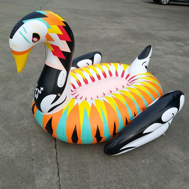 

Factory Direct Selling New Style Inflatable Flower Swan Riding, Inflatable Color Swan Floating Bed Full Version of Color Printin