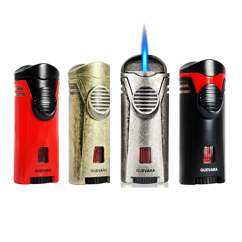 

Guevara Metal Windproof Mini Pocket Cigar Lighter Jet Blue Flame Torch Cigarette Lighters With Cigar Punch Gift Box