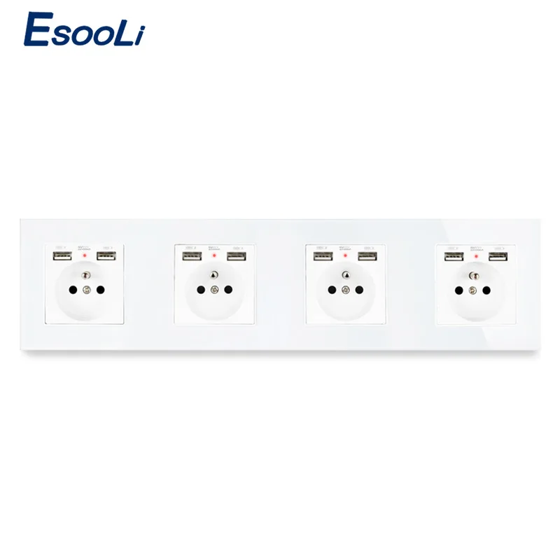 Золотая настенная Хрустальная панель Esooli 4 клавиши электрическая розетка с
