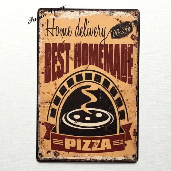 Best Homemade Pizza Retro Tin Plate Wall Metal Poster for Shop Home Kitchen Pizzeria Signs | Дом и сад