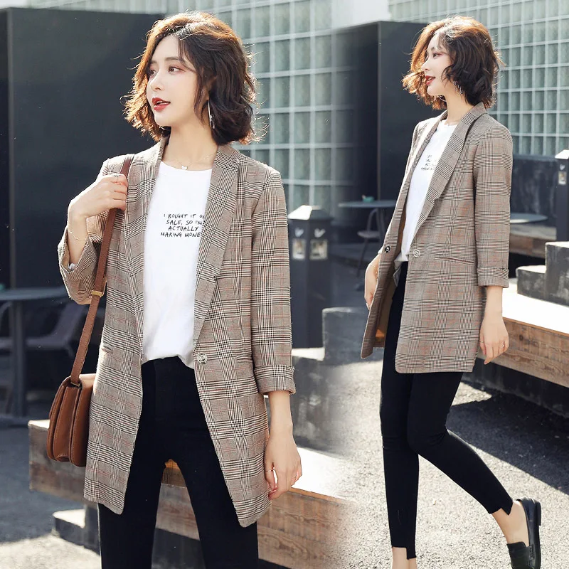 

Small Suit Fashion Comfortable Simple Cool Mixed Colors Plaid 2019 Spring Clothing New Style