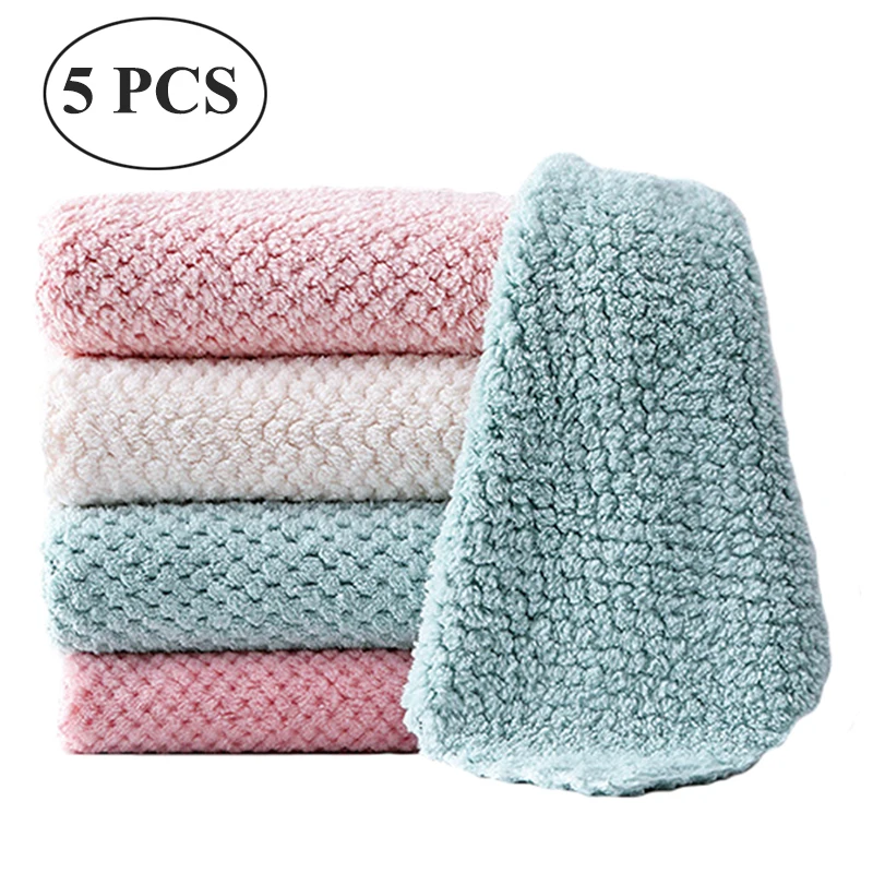 Kitchen Anti-grease Wiping Rags Dish Towel Absorbent Table Towels Household Dishwashing Scouring Pad Glass Window Cleaning Cloth | Дом и сад