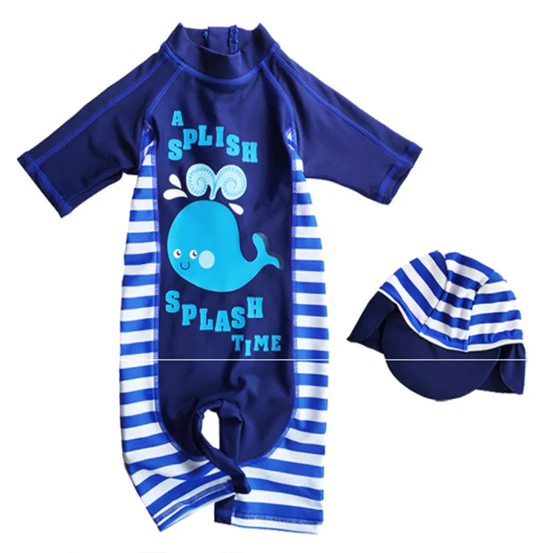 7T New Arrival Summer Boy Baby Swimwear+Hat 2Pcs Set Cartoon Shark Swimming Suit Infant Toddler Swimwear Kids Beach Bathing - Цвет: 7T