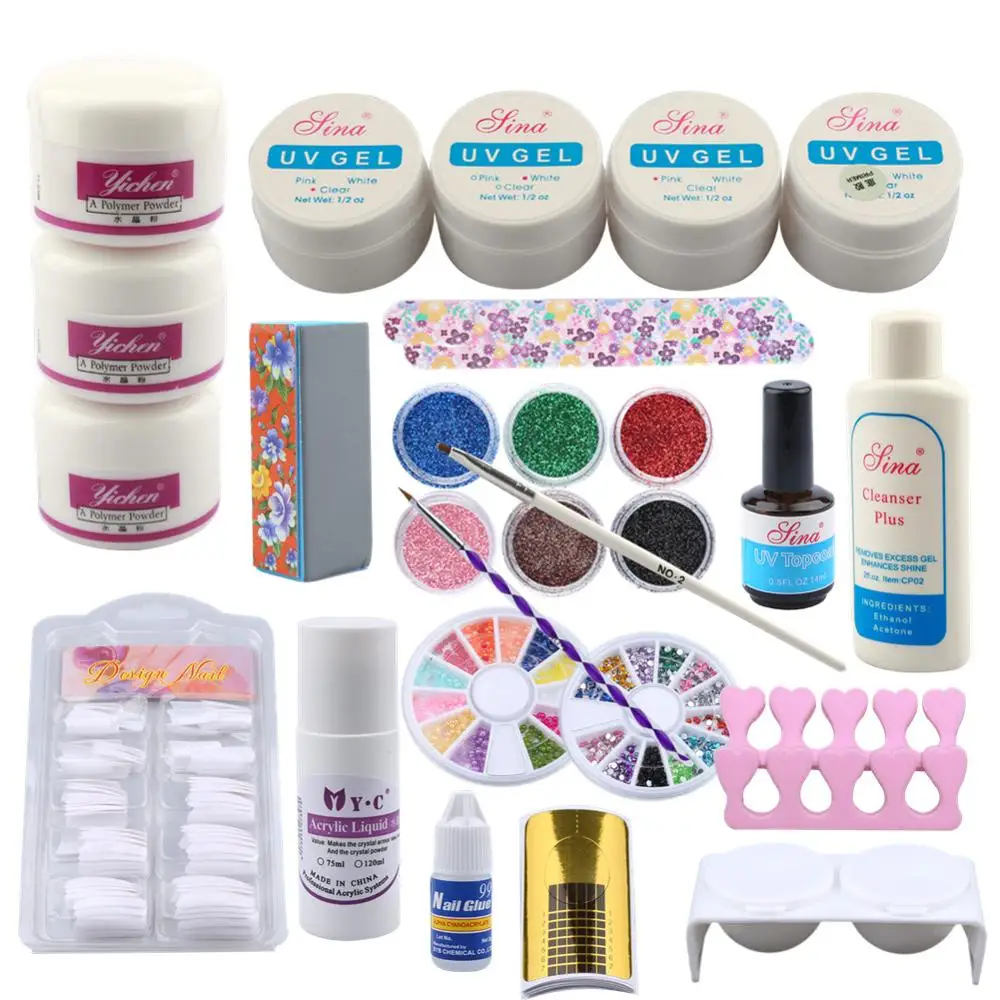 Маникюрный набор для акриловых ногтей с лаком лак Полупостоянный пилка маникюрная пилка художественное украшение гель для ногтей с блестками набор инструментов для искусства