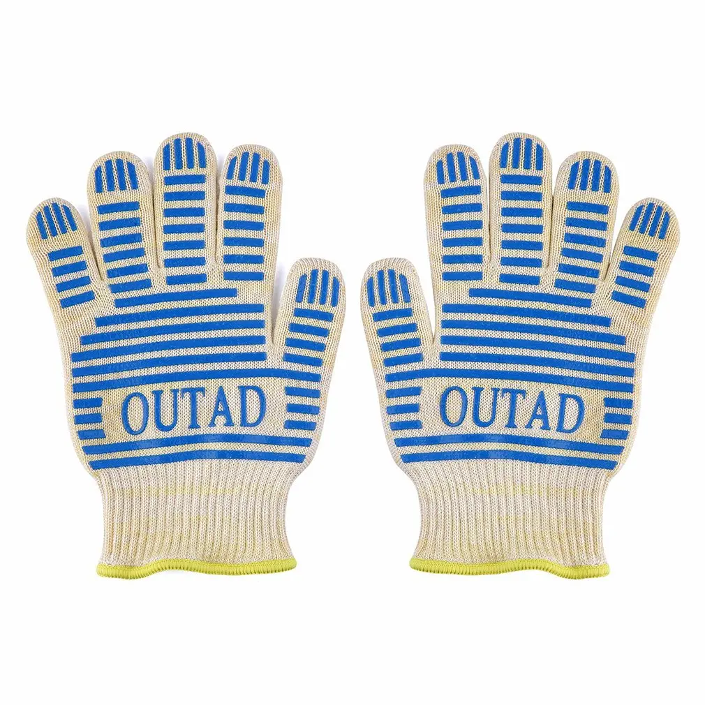 

OUTAD Heat-resistant Protective Gloves Heat Resistant Waterproof BBQ Set 5 Finger Gloves M/L Size