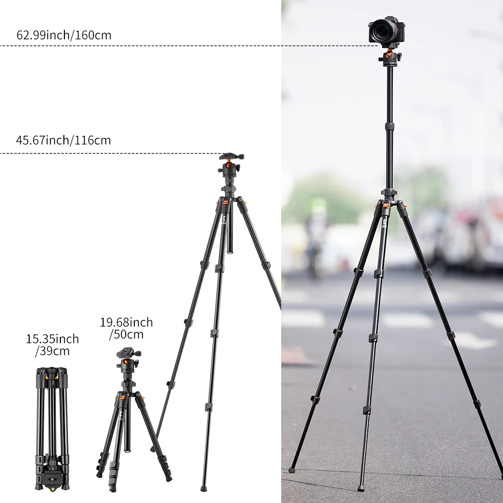 Tripé de Câmera para Dslr Portátil de Alumínio Tripé de Viagem com 360 Conceito Polegada Graus Panorama Bola Cabeça Liberação Rápida k & f 62.99 - Image 3