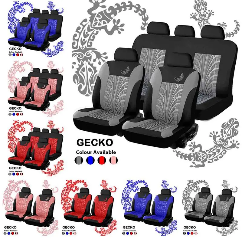 

Universal Car Seat Cover For Car Tools Auto Styling Full Set Gecko 3D Tire Print Automobile Protector Interior Accessories