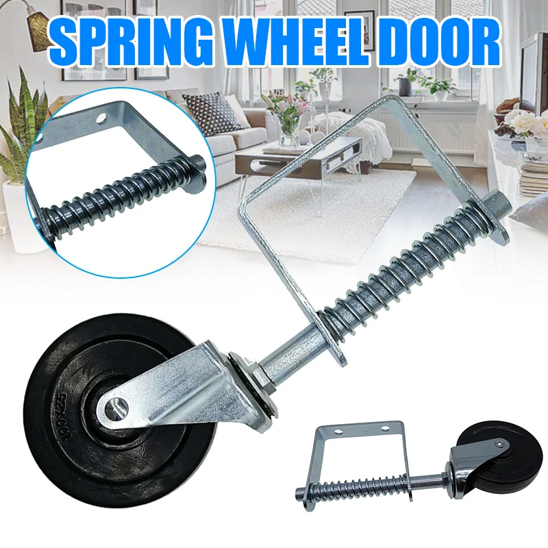 

4 Inch Rubber Gate Wheel Spring Loaded Caster Heavy Duty 220Lbs Load Capacity Universal Furniture Hardwares