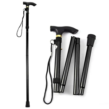 

Walking stick telescopic baton Hiking trekking poles Aluminum Alloy Metal Folding Cane crutches Pole For elderly people