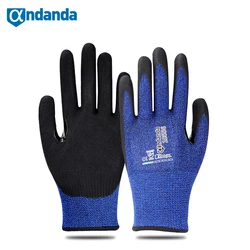 Andanda – 1 paire de gants Anti coupure de niveau 5, gants de travail, résistant aux coupures de calibre 13, NBR, finition sablée, avec renfort du pouce 