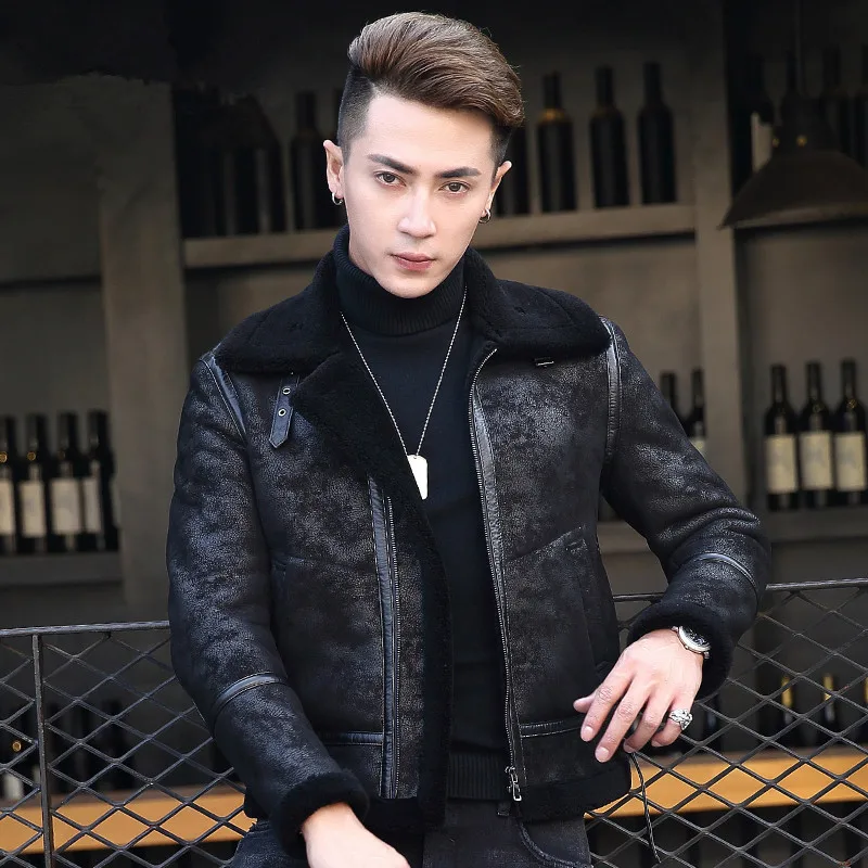 Winter Jacket Men Genuine Sheepskin Leather 100%Wool Liner Coat Fashion Clothes 2020 F-CQ-8721 MY789 | Мужская одежда