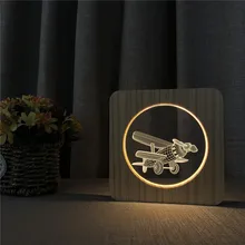 Glider самолет 3D светодиодный Arylic деревянный ночной ламповый светильник переключатель управления врезной светильник для детской комнаты украшения дропшиппинг