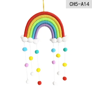 

INS Rainbow Tassel Handmade Macrame Tapestry Wall Hanging kid Hairpin storage Woven Bohemian Geometric Tapestry Room Home Decor