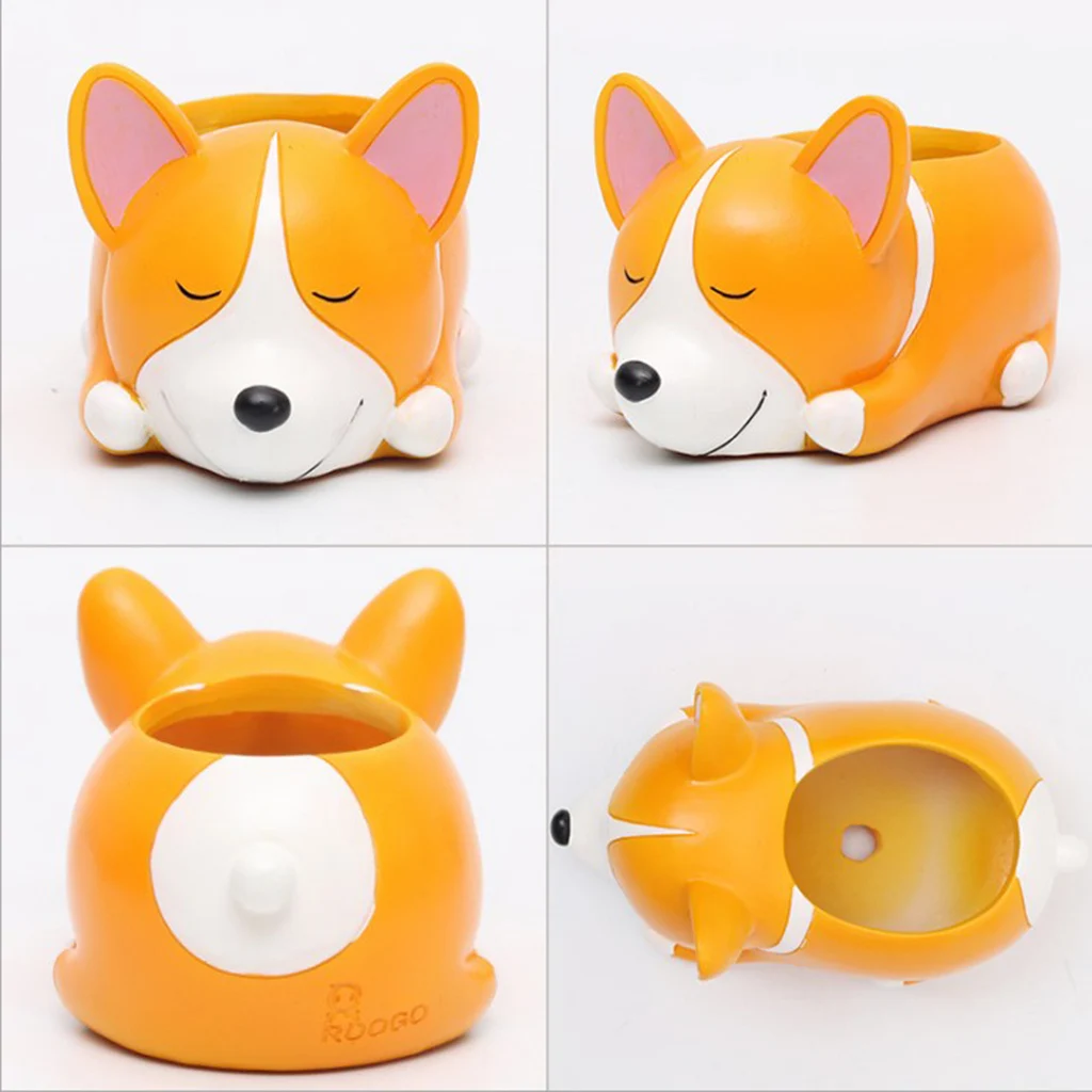 Resin Cartoon Dog Succulent Cactus Planter Pot, Decorative Garden Flower Holder Bowl for Home Office, Pick