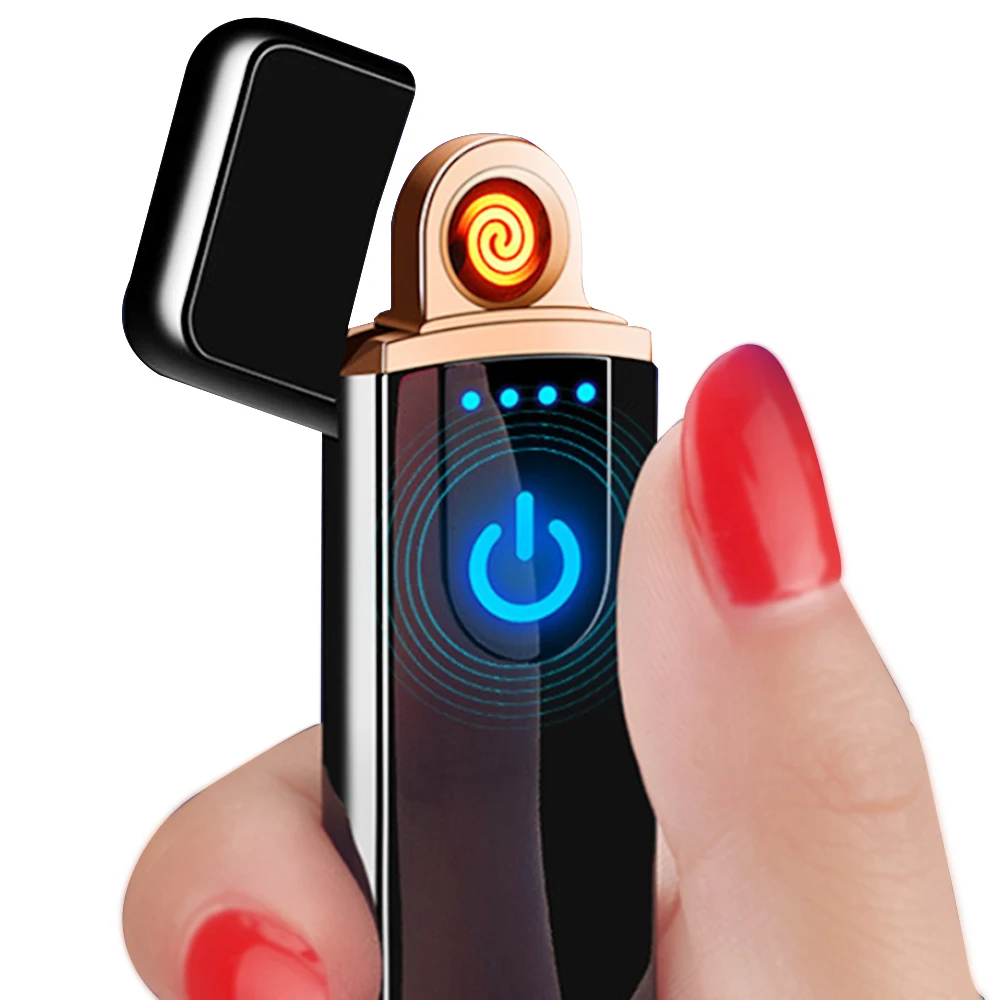 

1pcs USB Charging Windproof Lighter Fingerprint Touch Sensing Metal electronic Lighters Somke Cigarette Accessories encendedor