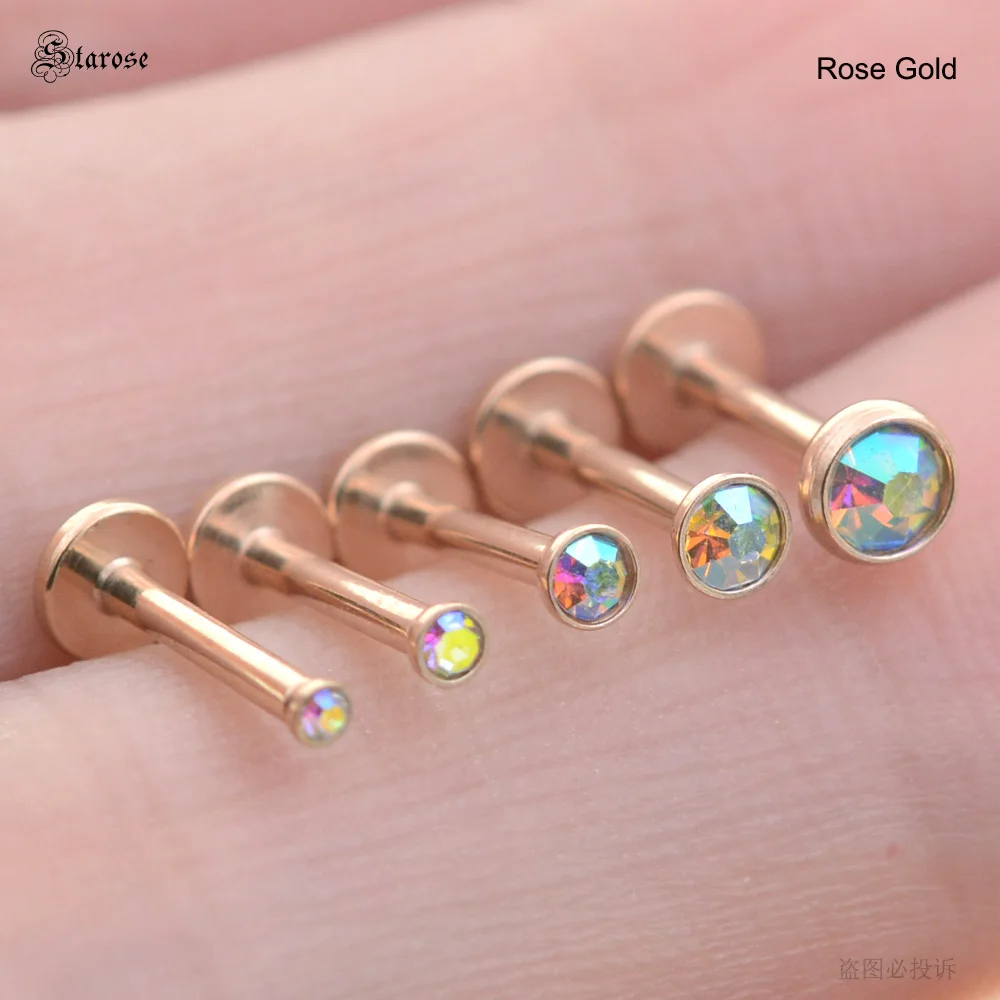 Starose 5pcs Wrap Rainbow Crystal Nose Piercing Stud Conch