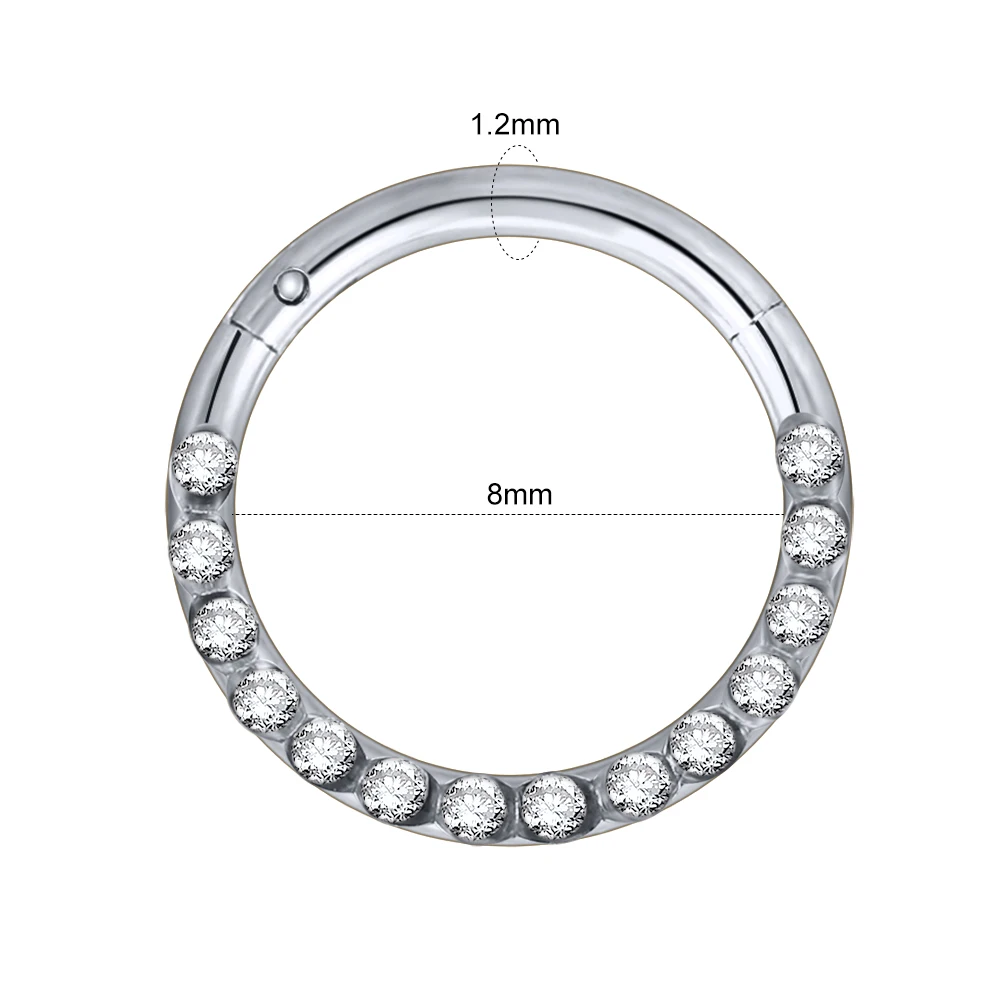 ZS, 1 шт., 16 г, 316L, нержавеющая сталь, Кристальное кольцо для носа, кликеры, перегородка, кольца круглой формы, спираль, ушной хрящ, пирсинг, ювелирные изделия - Окраска металла: A-8