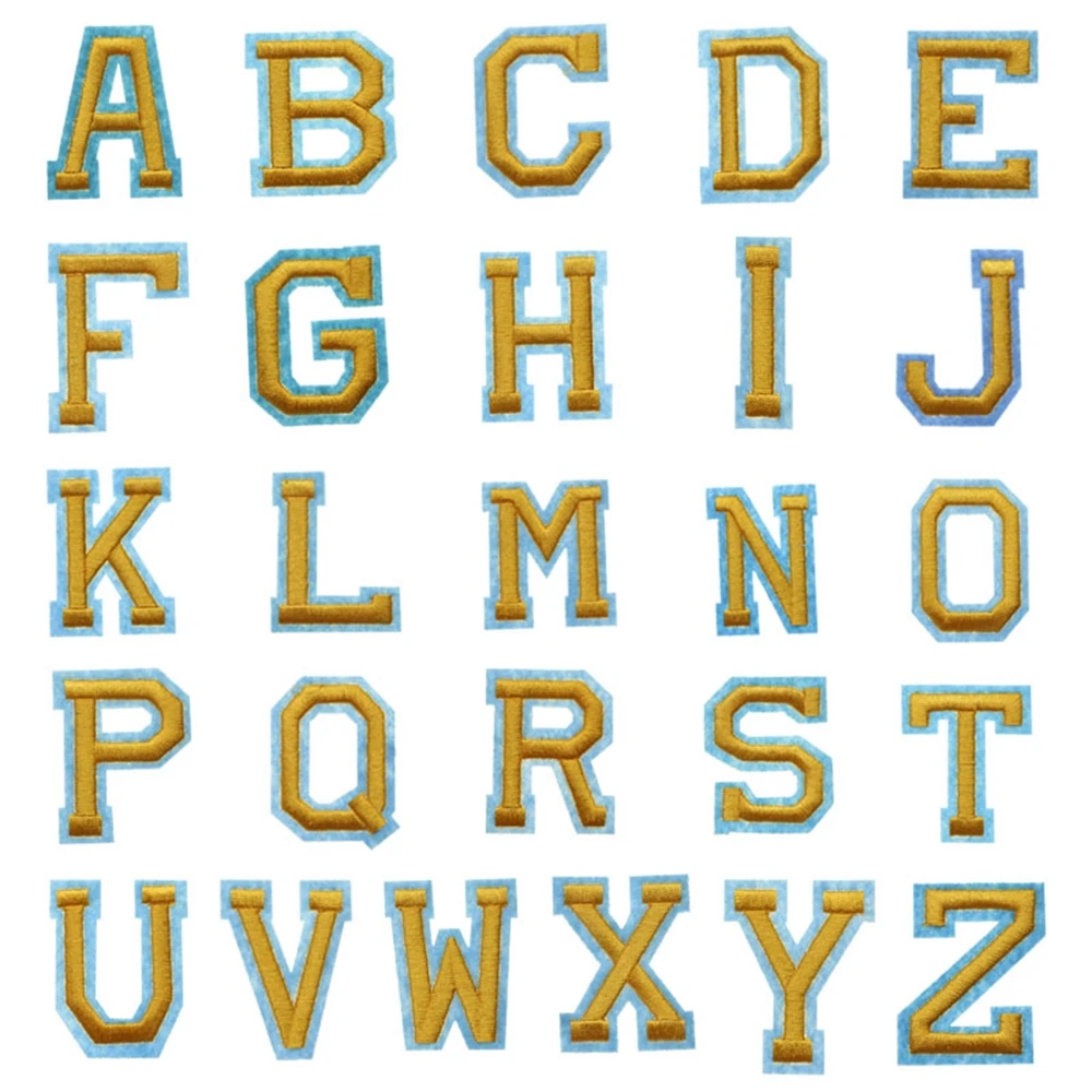 

1PC Clothes Pattern Decal Sewing Patch English Alphabet Embroidery Gold Letter Clothes Embroidery Cloth Clothes Diy Sticker