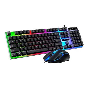 

Universal G21B USB Wired 104 Keys Keyboard Mouse Set Rainbow-Color Backlight for Gaming Laptop Computer PC