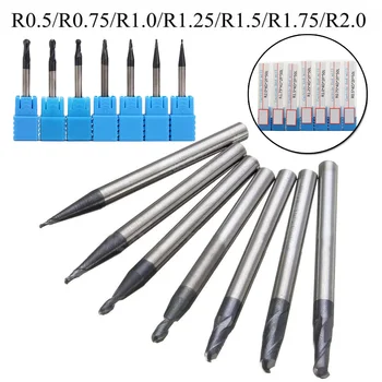 

7pcs Carbide 2 Flutes Ball Nose End Mill Engraving CNC Metalworking Replacement