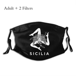 Sicilian Pride Sicilia Trinacria Safety Mask Italia Flag Cotton Dustproof Individuality Big Sale Mascarilla With Filters