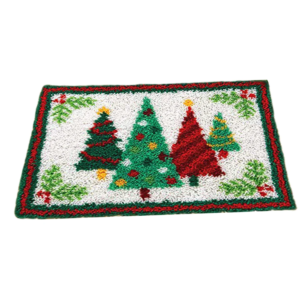 Christmas Model Latch Hook Kits for DIY Carpet Pillow Cover Sofa Cushion XMAS with Pattern Printed 20X14 inch