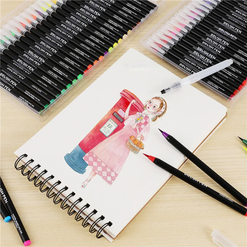 Двойная кисть маркер для рисования тонкий наконечник и ручки пули журналов