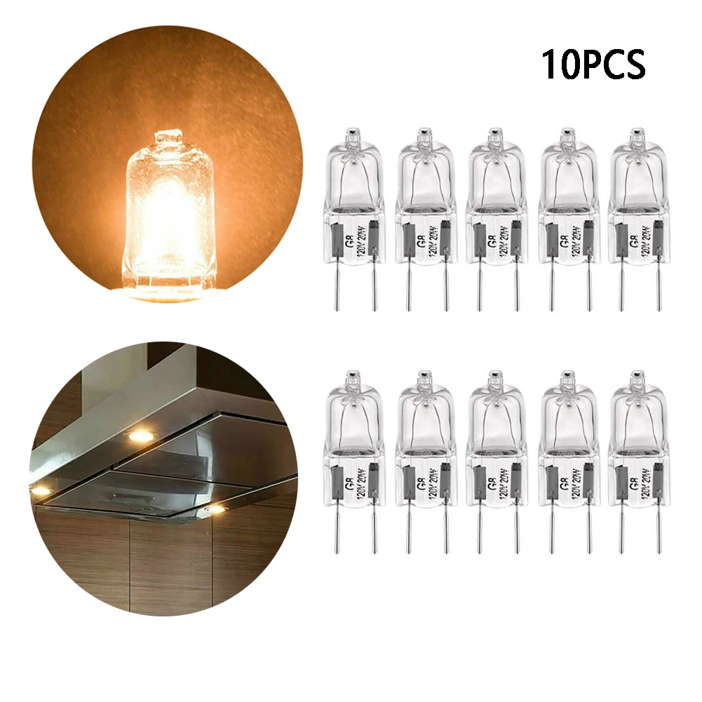 10pcs 120V 20W G8 Pin Halogen Bulb Easy Install Tungsten Lamp Transparent Home Office High Brightness Compact Lighting Hotel