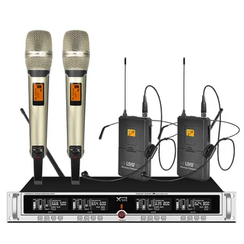

Professional UHF Wireless Microphone 2 Headset 2 Handheld Microphones for School Stage Performance Microphone Wireless