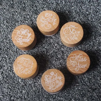 

Round wooden pattern retro seal printing mud table children DIY puzzle toys handmade materials