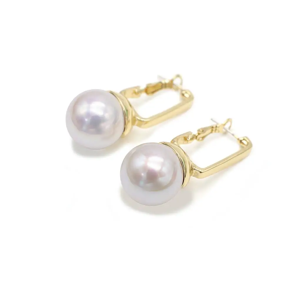 Flashbuy Fashion Big Pearl Drop Earrings For Women Statement Copper Alloy Geometric Earring Gift dangle earrings pearl earrings