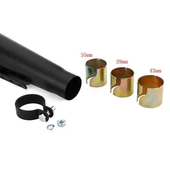 

Motorcycle Cafe Racer Exhaust Pipe with Sliding Bracket Universal Matte Black V4U2