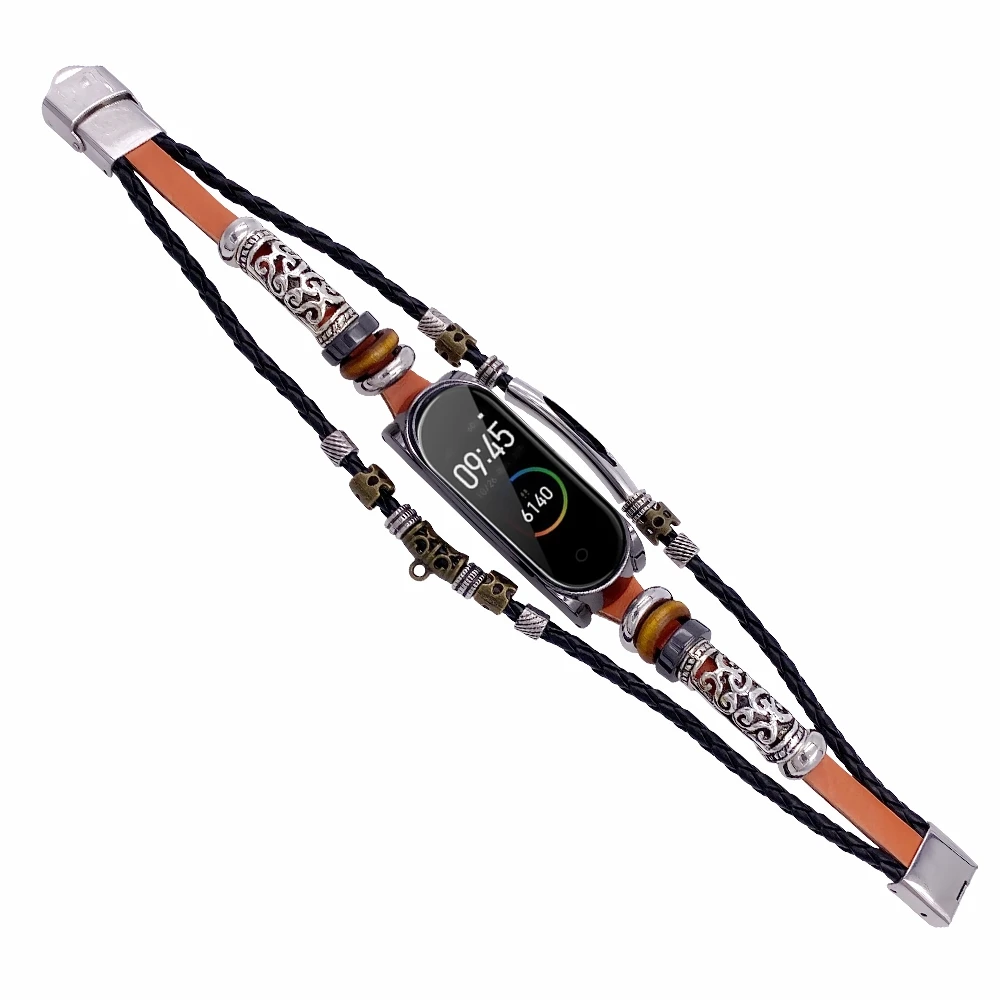 Винтажный кожаный браслет для mi Band 4 mi Band 3 ремешок ретро браслет для Xiaomi mi Band 4 Nfc плетеные веревочные полосы для mi Band 4 3
