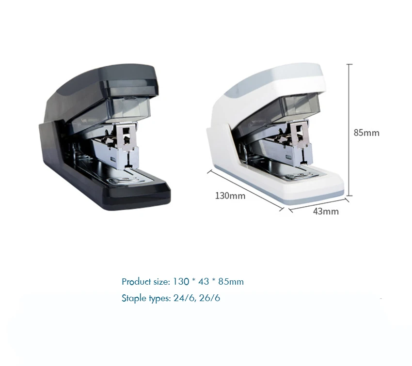 Ручной Настольный степлер, емкость 20 листов, стандартный бумажный степлер, скрепляющий степлер One Touch, офисные принадлежности-черный, белый
