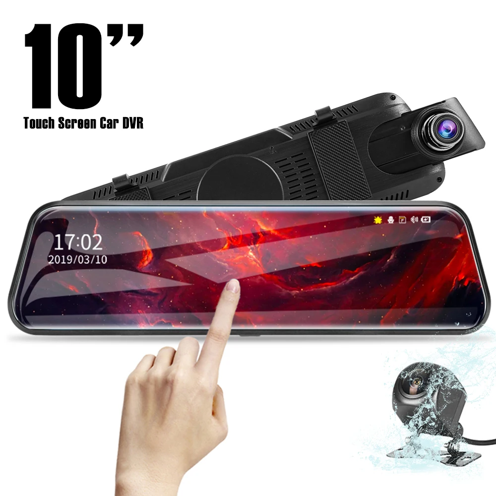 Willkey 1" сенсорный экран 1080P Автомобильный видеорегистратор Dash камера с двойным объективом авто камера видео рекордер зеркало заднего вида с реальной камерой обзора