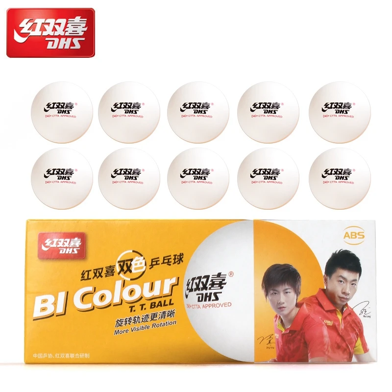 Двухцветные Мячи DHS для настольного тенниса Новый Материал: АБС D40 Пластиковые