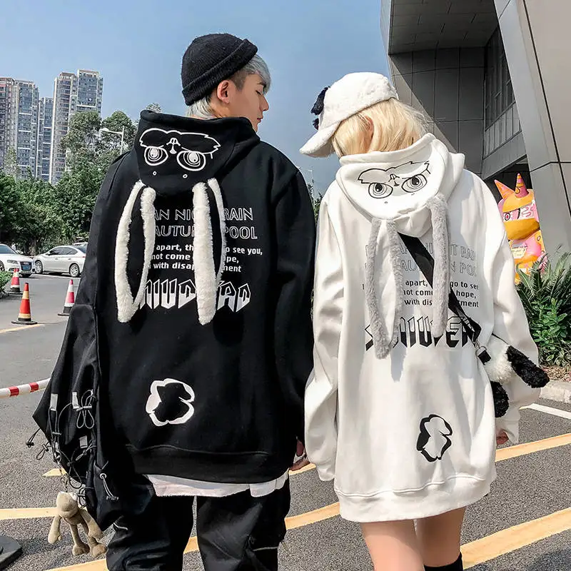 Женская толстовка с капюшоном милый пуловер животными Kawaii кроличья топы