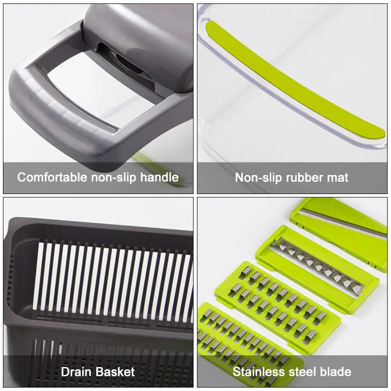 Multifunctional Vegetable Cutter Fruit Slicer Grater Shredders Drain Basket  Slicers 8In1 Gadgets Kitchen Accessories овощерезка