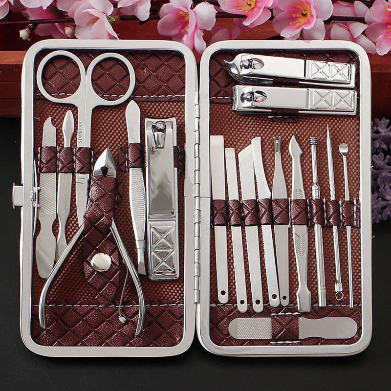 Инструмент для ногтей, 18 шт., профессиональные ножницы для ногтей из нержавеющей стали, набор для маникюра, аксессуары для ногтей