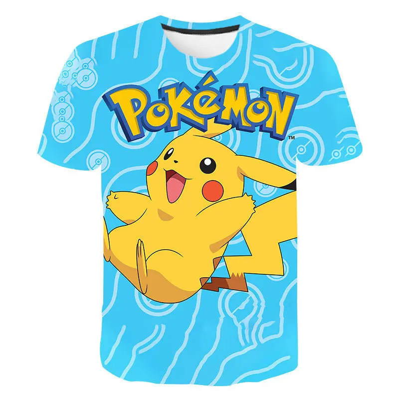 

2020 New Wild T-shirt Children Japanese Manga Cartoon Character Pikachu Summer 3D T-shirt Harajuku Style T-shirt