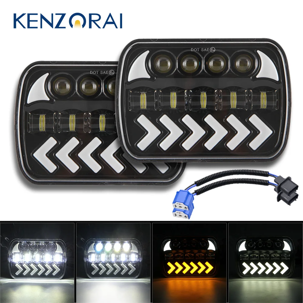 

5" 7" 200W 400W 4x6 5x7 6x7 LED Headlight Halo DRL For Jeep Wrangler YJ Cherokee XJ H6014 H6052 H6054 MJ Comanche LED Square
